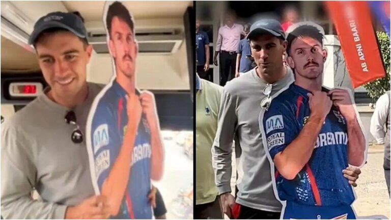 Pat Cummins Hilariously Carries Mitch Marsh's Cardboard Cutout, Leaving SRH Fans in Stitches!