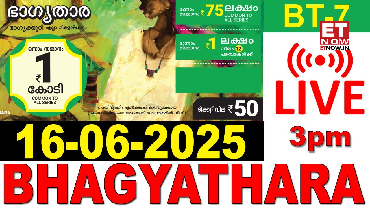 Exciting Kerala Lottery Live Results: Check If Your BHAGYATHARA BT-7 Ticket is a Winning Number!