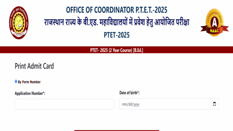 Rajasthan PTET Admit Card 2025 Released: Download Your Hall Ticket Now Before Exam Day!